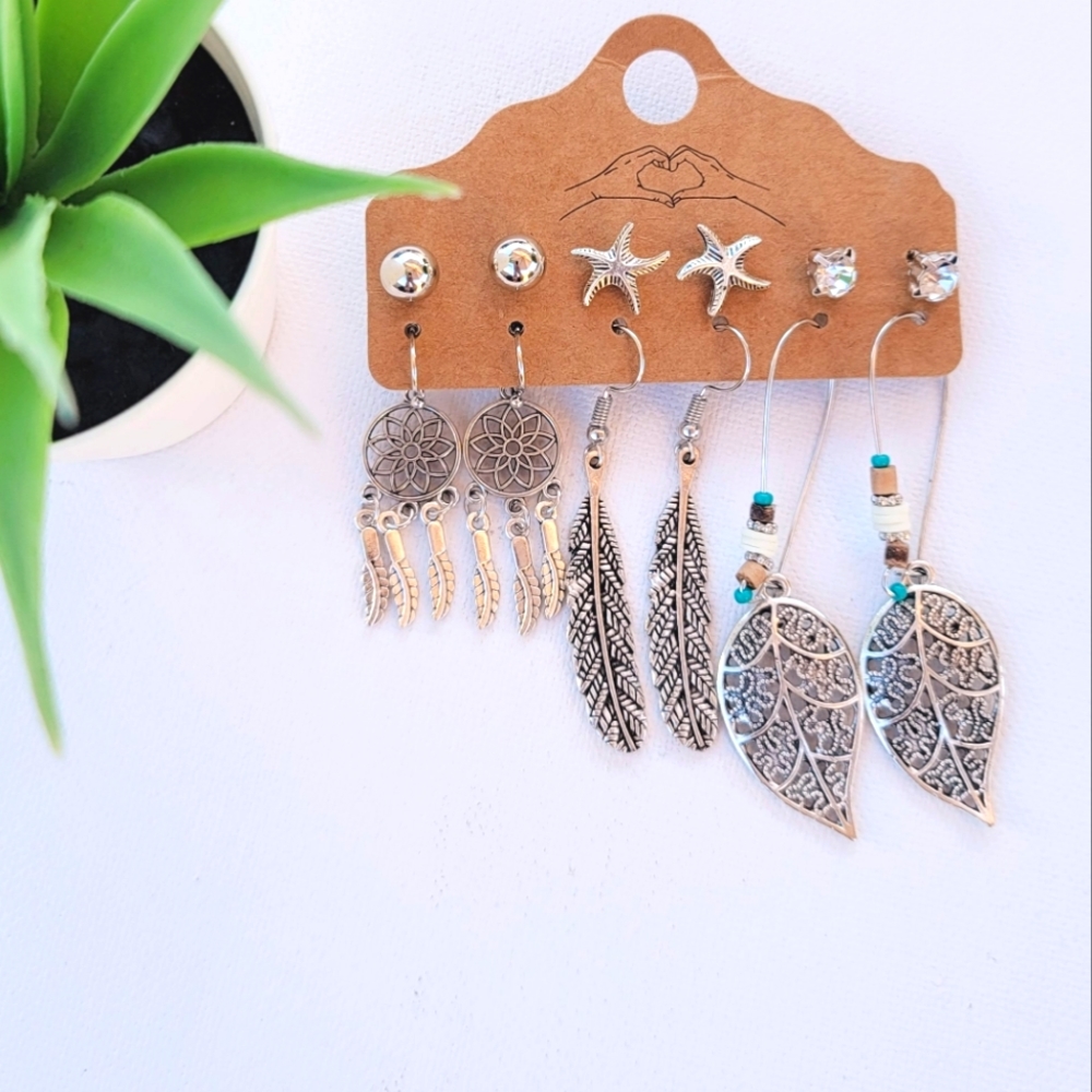 BOHO style earrings lot of 6 pairs